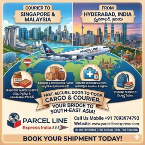 India to Singapore & Malaysia Courier service for food, gifts, and relocation cargo by ParcelLine Express.